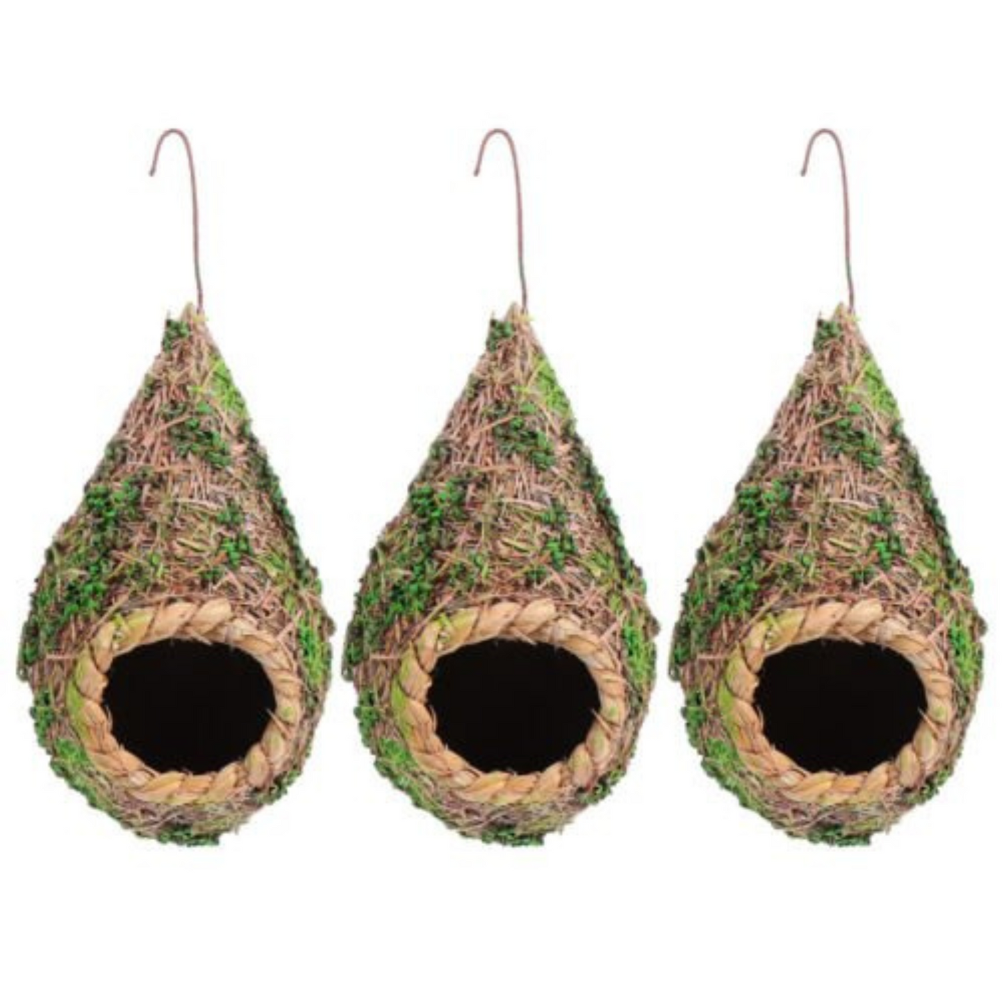 3pcs Handwoven Straw Bird Nest Canary Budgie Breeding Nest Box