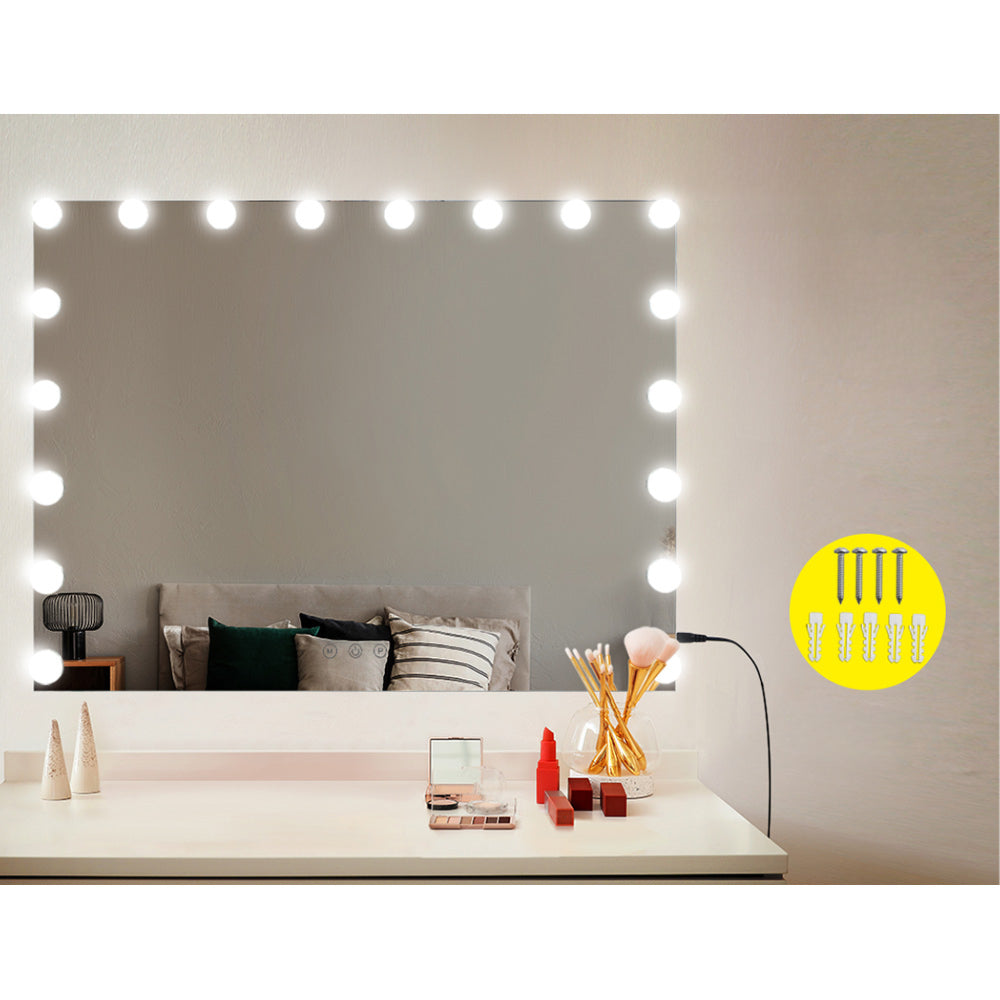 Makeup Mirror with Light LED Hollywood Mounted Wall - 65x80cm