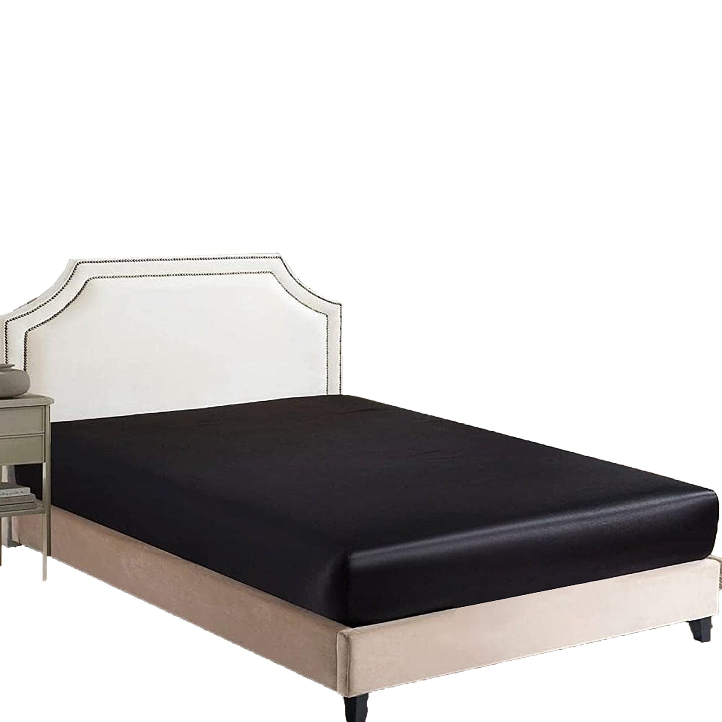 2000 TC Wrinkle and Fade Resistant Satin Fitted Bed Sheet - Black