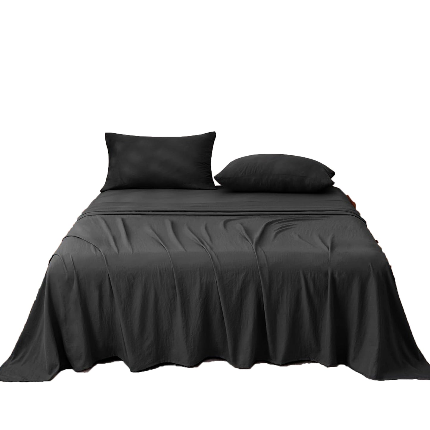Premium 1800TC Breathable Ultra-Soft Microfibre Single Bed Sheet Set - Black