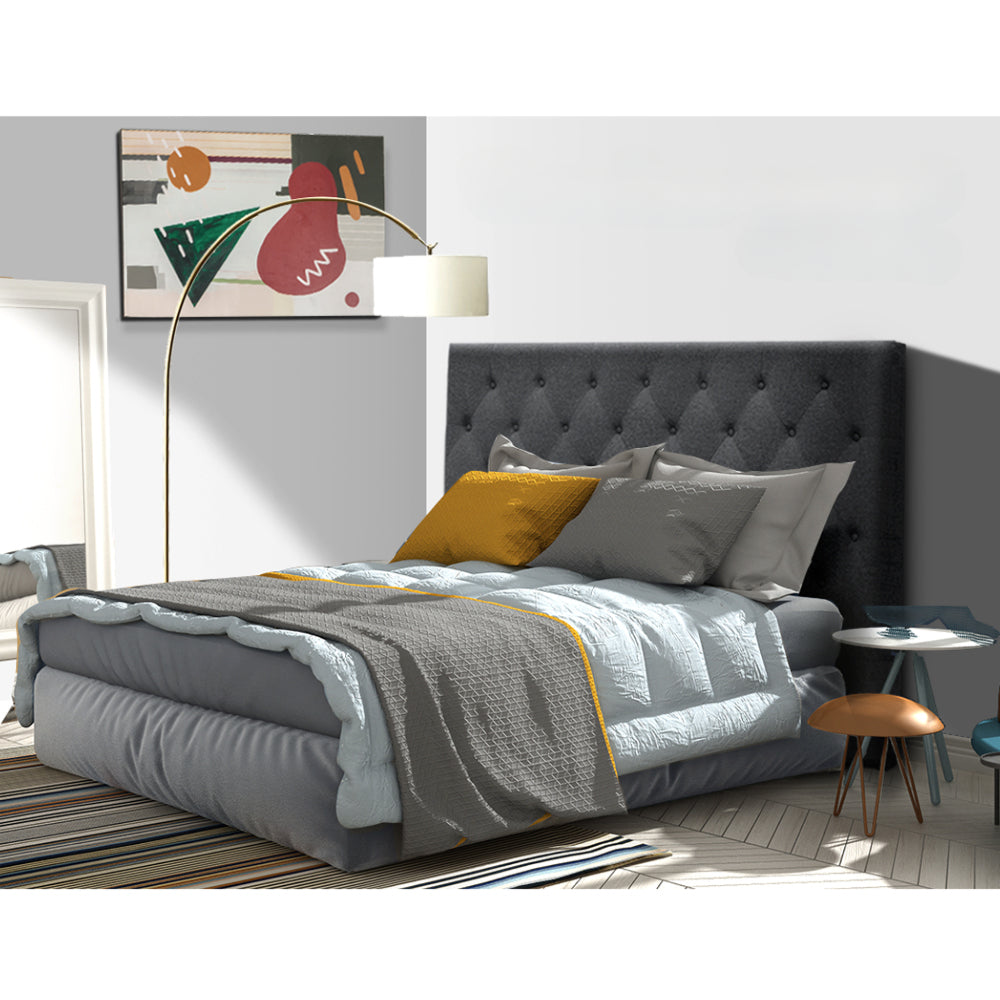 Double Size Bed Head Headboard Bedhead Fabric Frame Base Charcoal