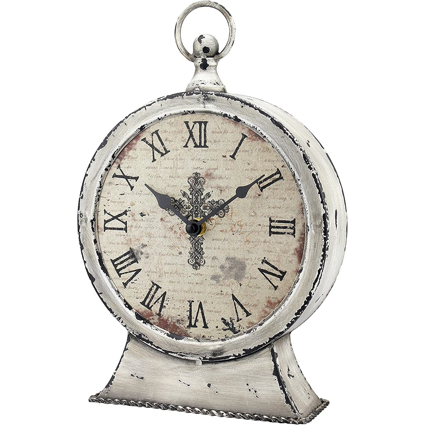 Decorative Battery Operated Table Top Clock with Roman Numerals and Antique Finish 12 Inches