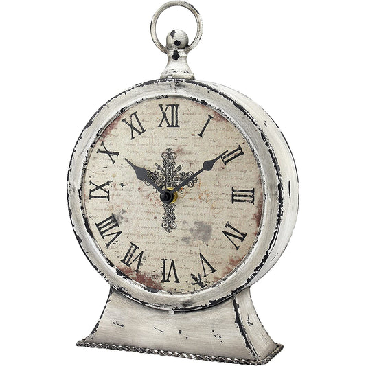 Decorative Battery Operated Table Top Clock with Roman Numerals and Antique Finish 12 Inches