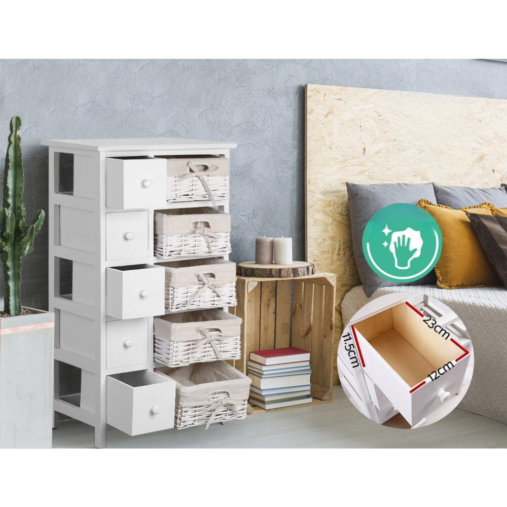 5 Basket Storage Drawers - White
