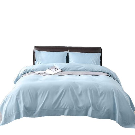 100% Natural Washable Cotton 800TC Soft Breathable Textured Quilt Cover Set - Baby Blue