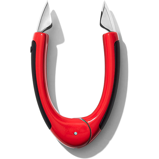 Stainless Steel Blade Strawberry Huller with Non Slip Grip - Red