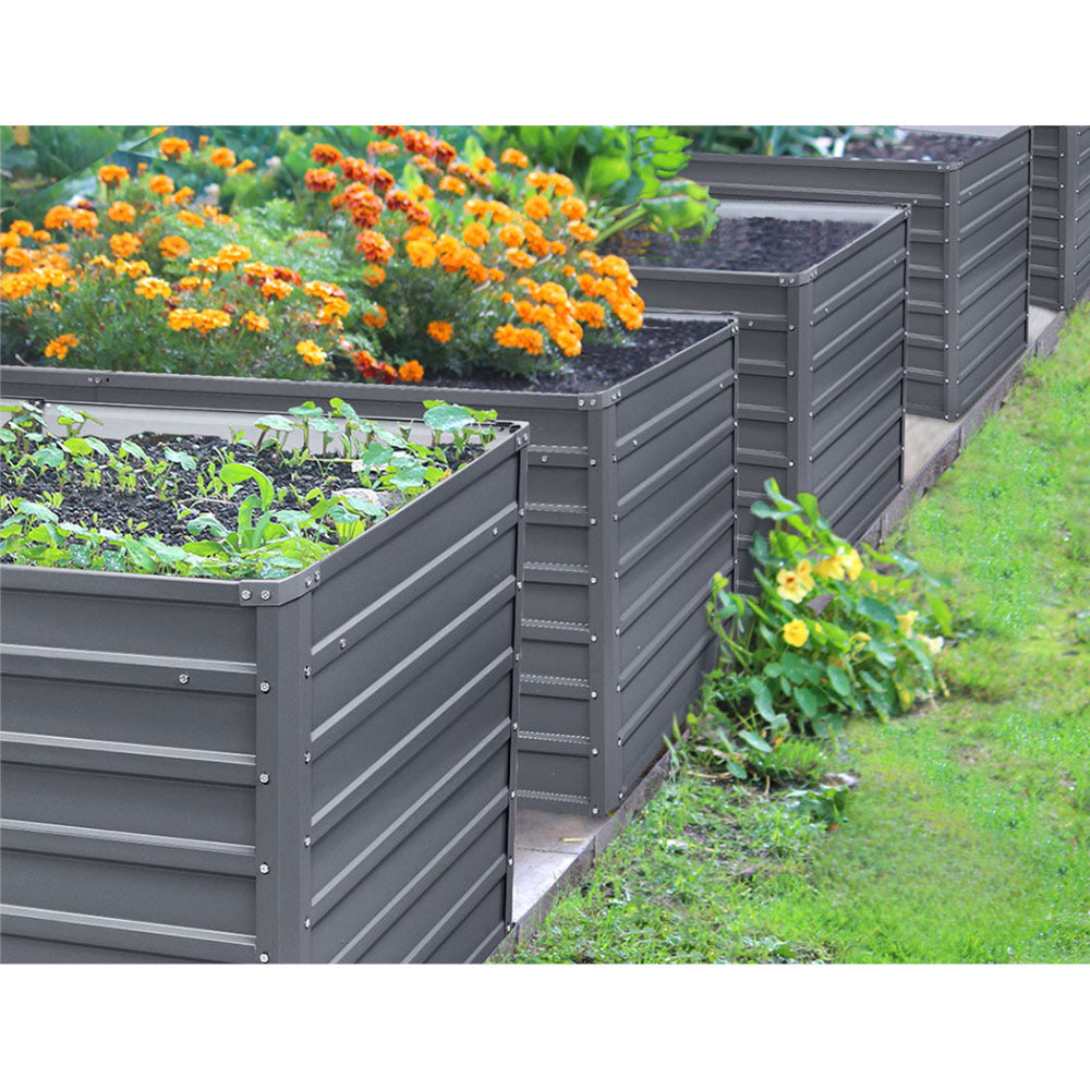 Garden Bed 240X80X77CM Galvanised Raised Steel Instant Planter 2N1