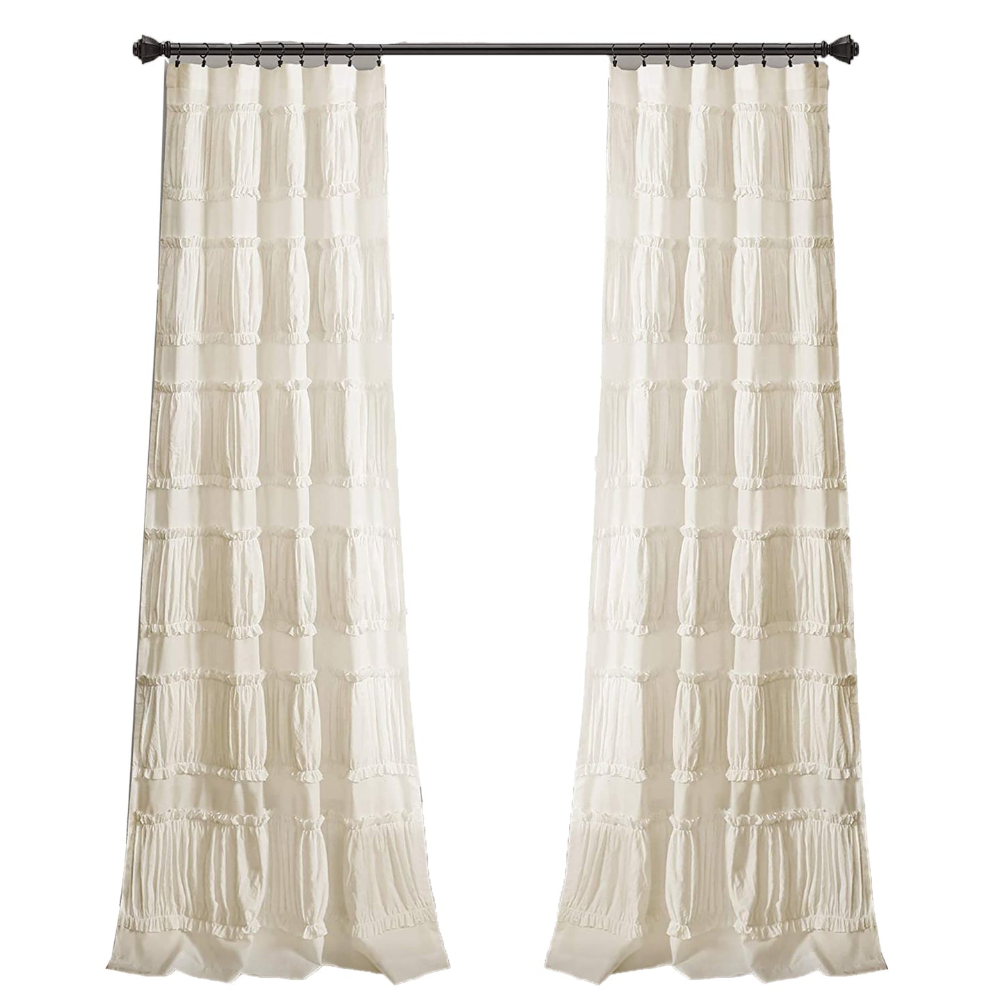 Elegant Ruffle Window Curtain Panel Pair 84x42 - Ivory