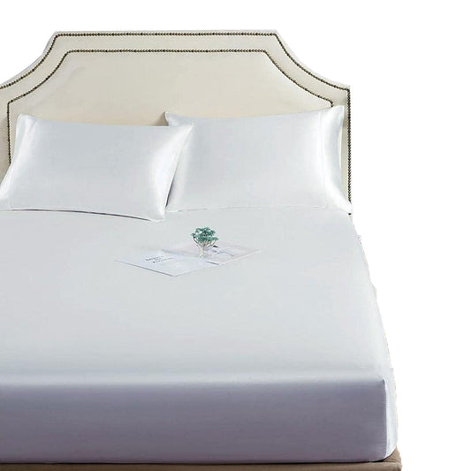 1800TC Microfibre Silky Soft Satin Comfort Hypoallergenic Fitted Sheet Set - White