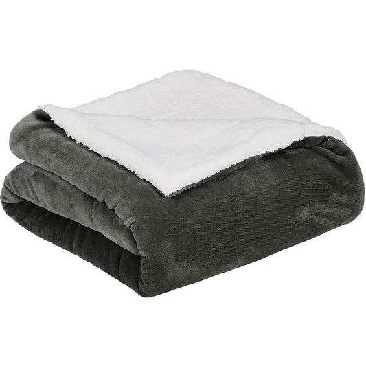 Ultra-Soft Micromink Sherpa Blanket - Charcoal
