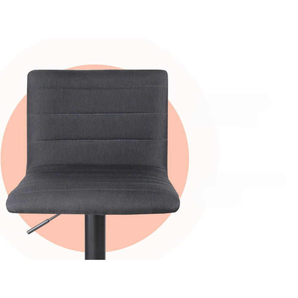 Set of 4 Faux Linen Bar Stools - Black