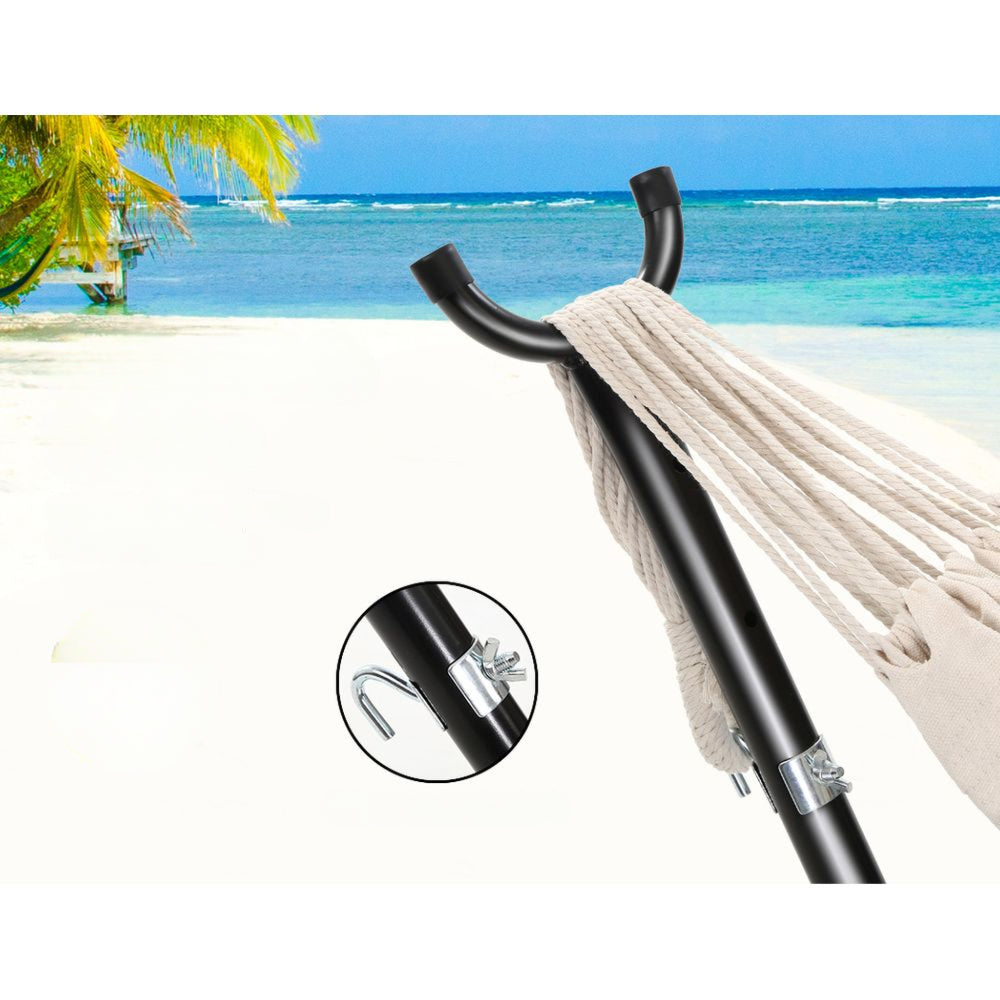 Outdoor Camping Hammock With Stand Lounge Swing Bed - Cream
