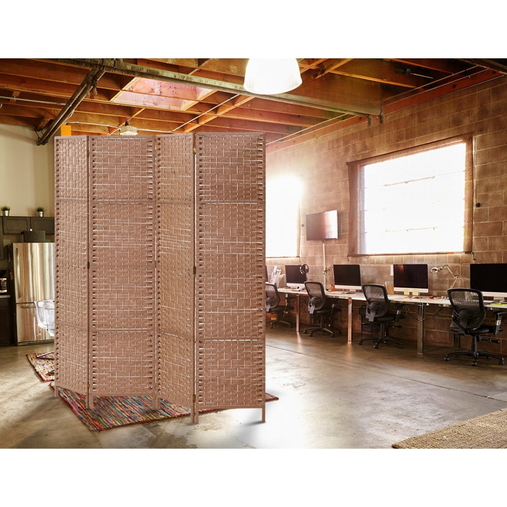 4 Panel Room Divider Screen Privacy Timber Foldable Dividers Stand Natural