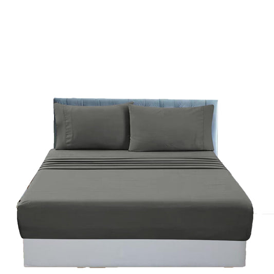 1000TC Luxurious Soft Microfibre Bed Sheet Set - Silver Grey