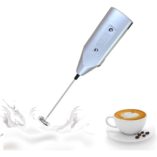 Stainless Steel Handheld Electric Milk Coffee Frother 8.46 Inch - Silver