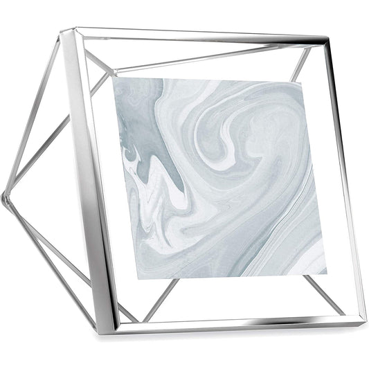 Geometric Picture Frame Prisma Picture Frame Photo Display for Desk or Wall Photo Display 4x4- Silver
