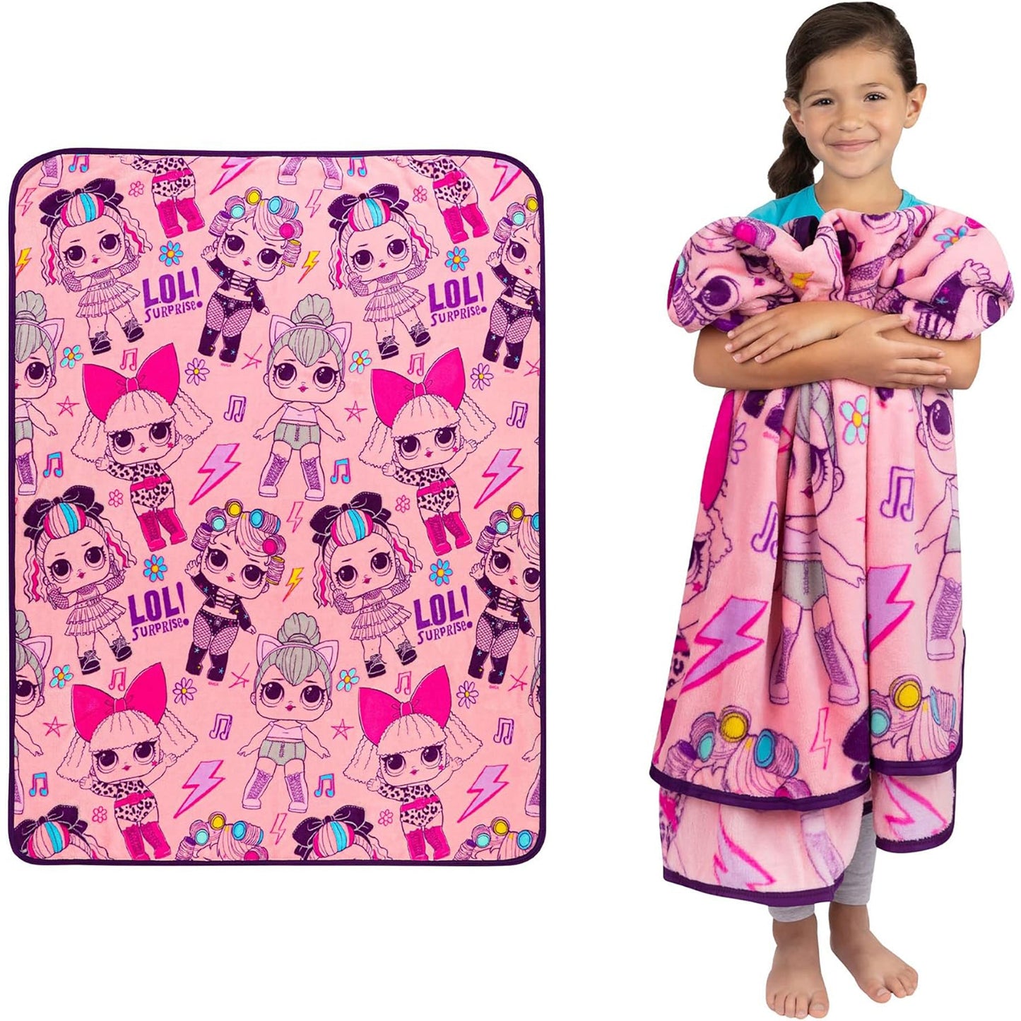 Bedding Super Soft Plush Throw Blanket - LOL Surprise