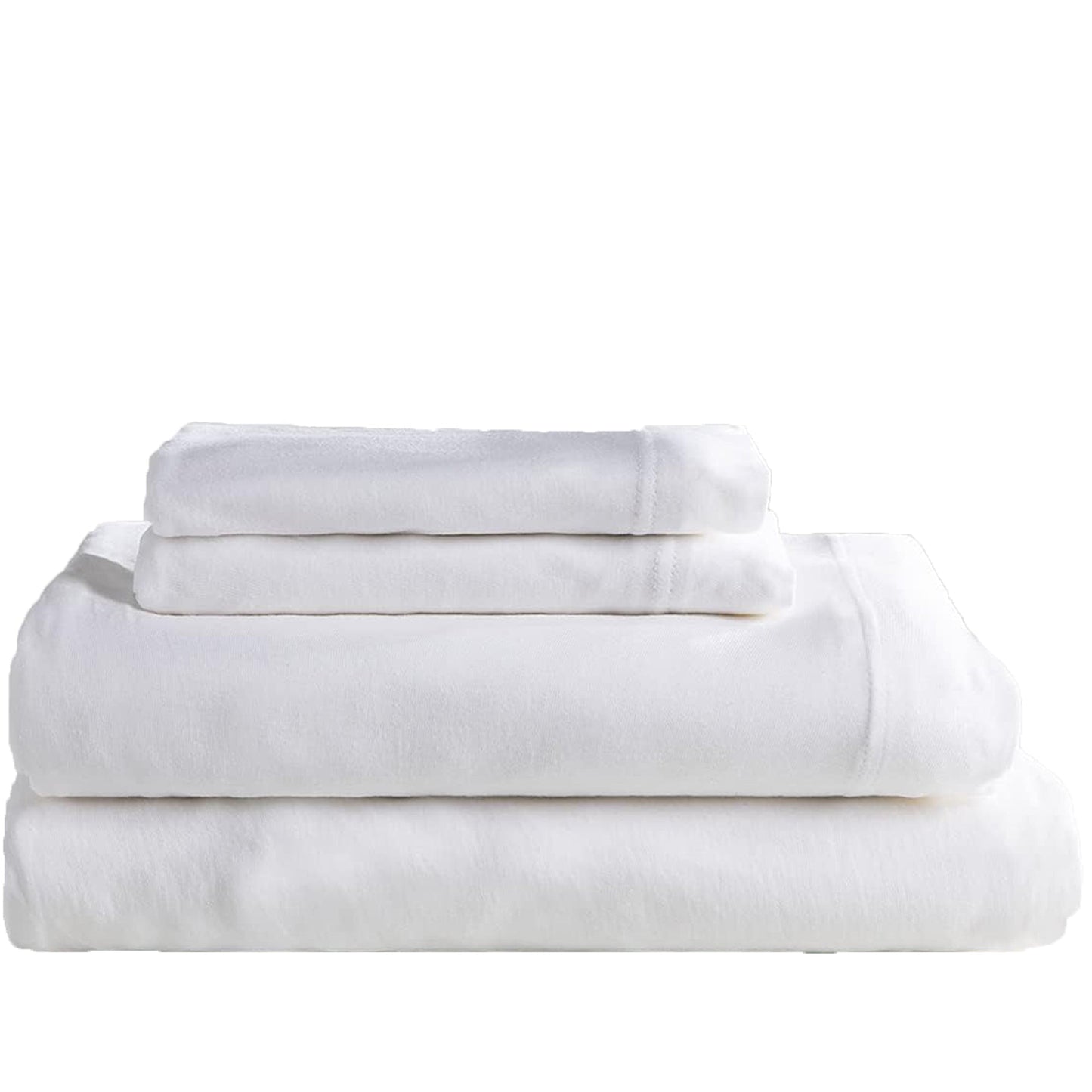 Flannel Cotton Jersey Bed Sheet Set - White