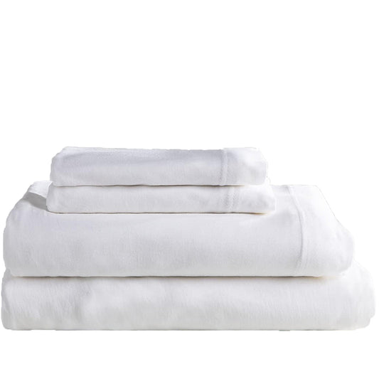Flannel Cotton Jersey Bed Sheet Set - White