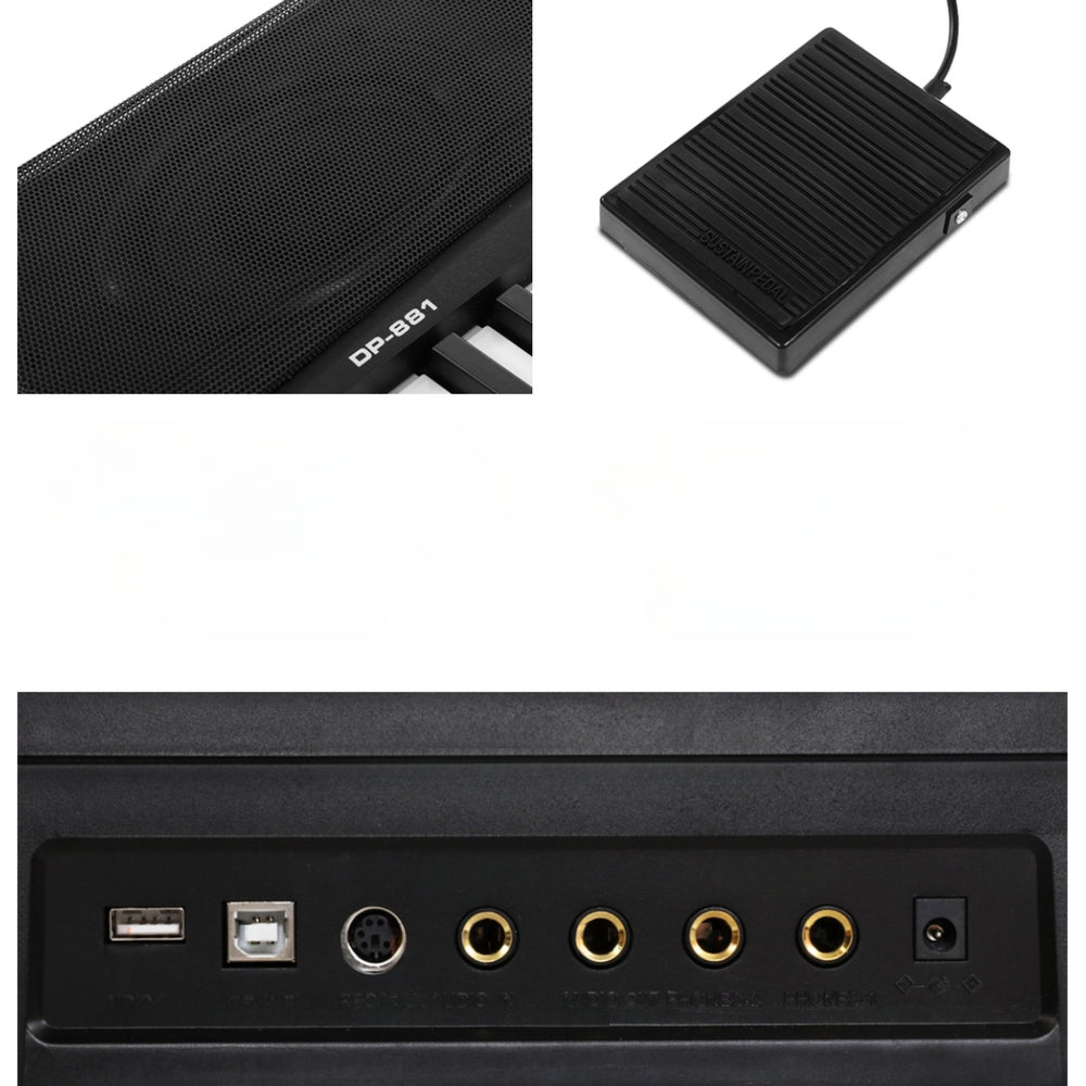 88 Keys Electronic Piano Keyboard Electric Holder Music Stand Touch Sensitive with Sustain pedal