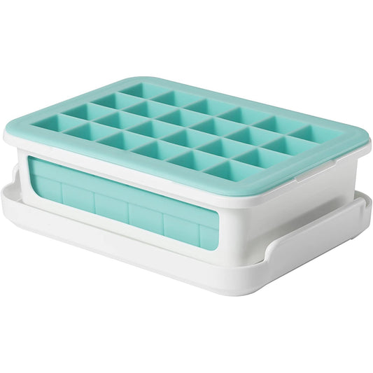 Covered Sturdy Plastic Ice Cube Tray Small Cubes - Small