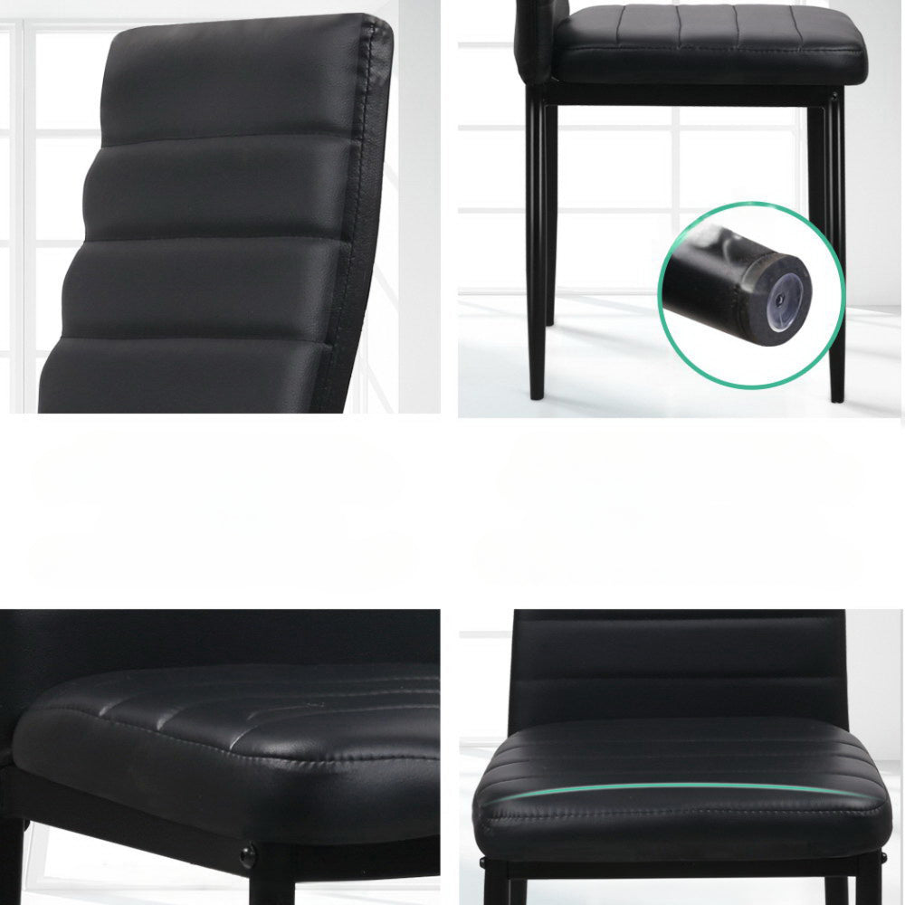 Set of 4 Dining Chairs PVC Leather - Black