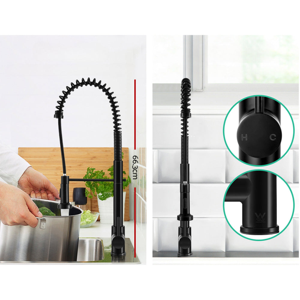 Pull Out Kitchen Tap Mixer Basin Taps Faucet Vanity Sink Swivel Brass WEL In Black