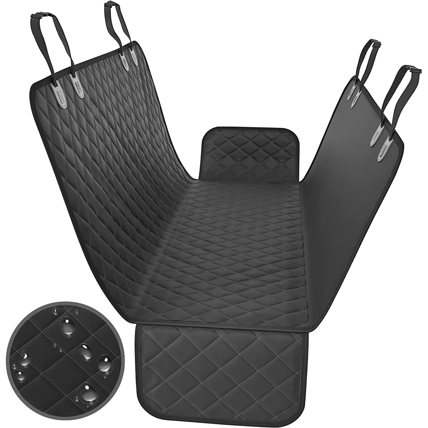Durable Nonslip Hammock Dog Back Seat Cover Protector Scratchproof Pets Seat Covers for Cars Trucks SUVs - Black