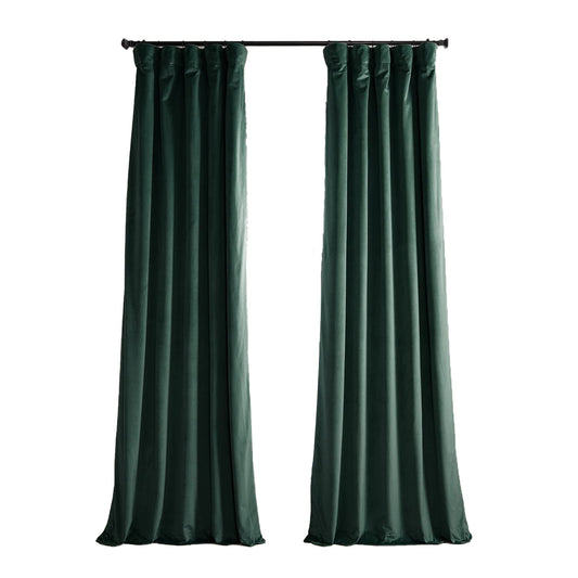 1 Panel Heritage Plush Velvet Curtain for Bedroom and Living Room 50x96 Inch -  Forestry Green