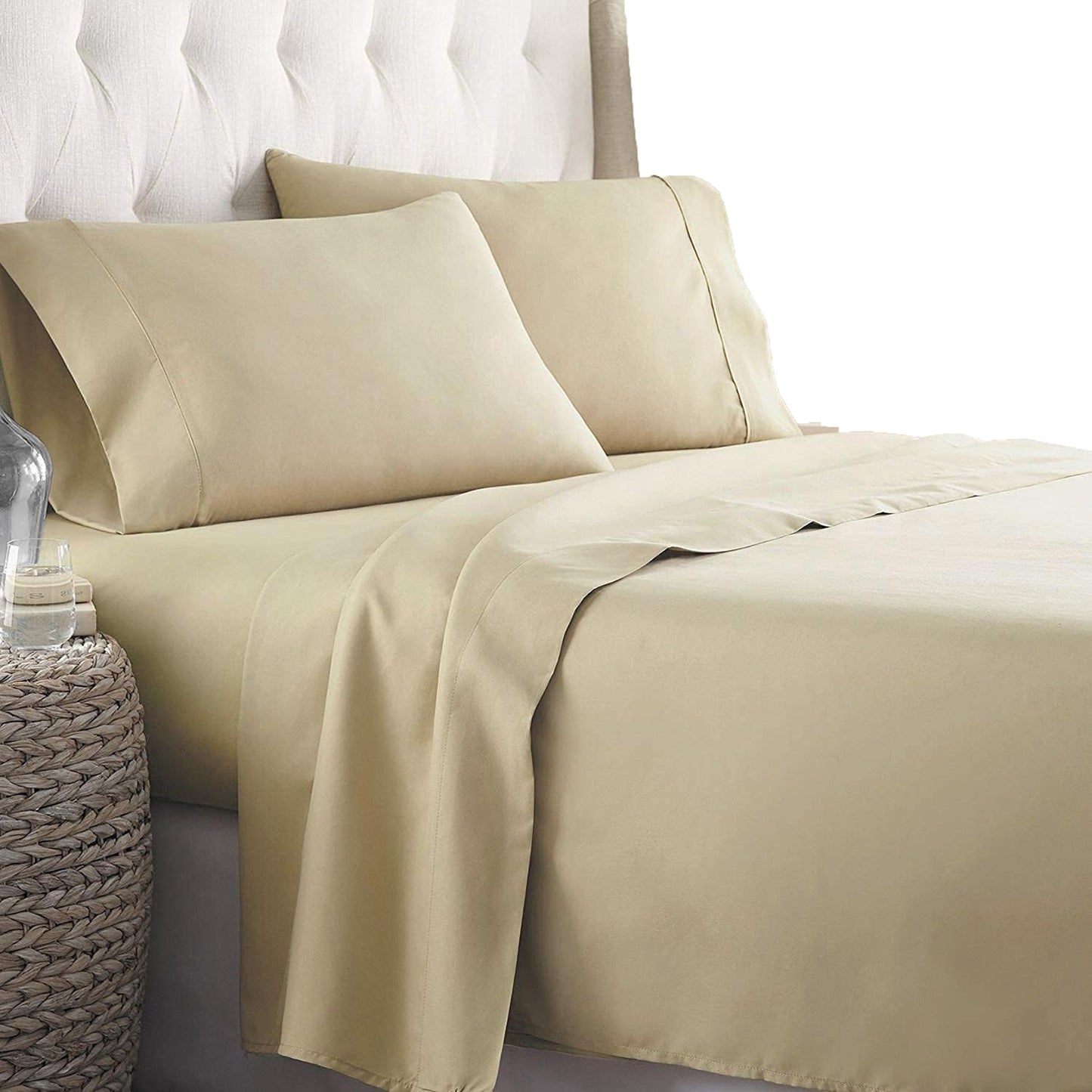 2000TC Ultra-Soft Luxury Deep Pocket Bedding Sheet Set - Cream