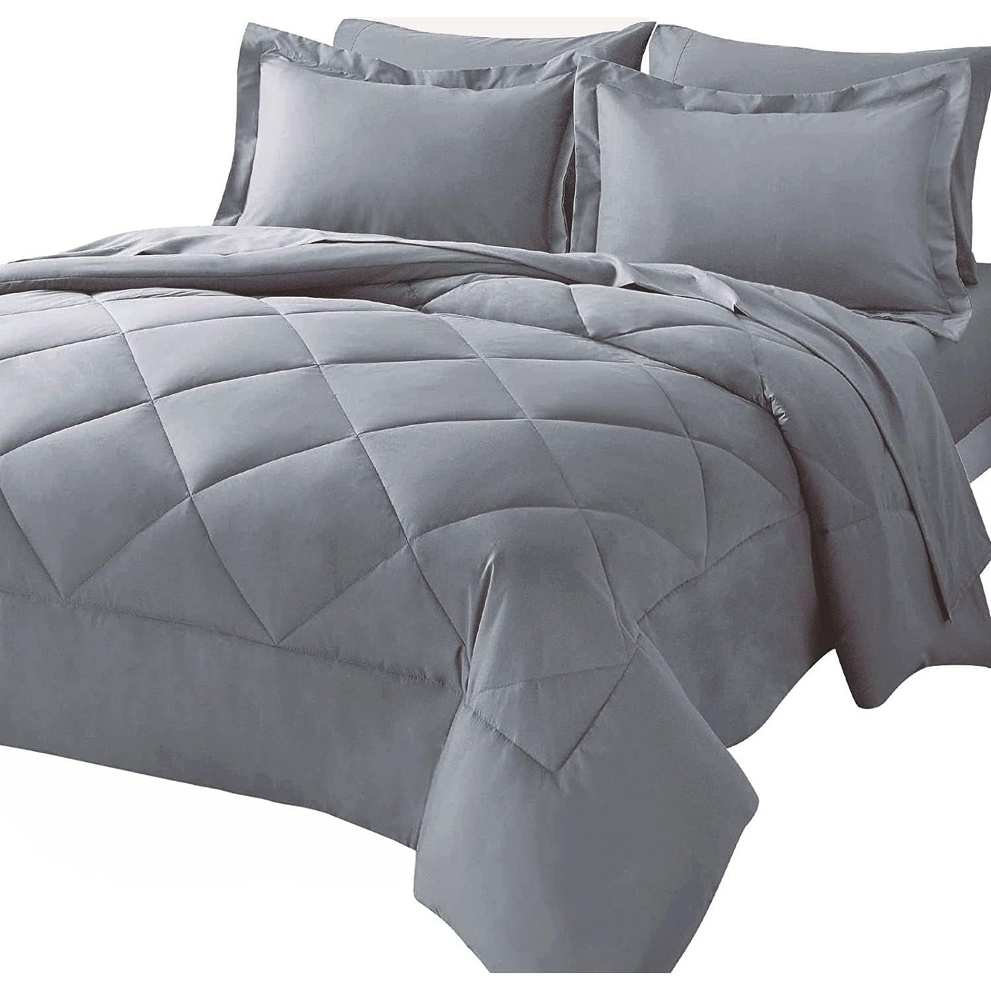 Warm and Cooling Microfibre Comforter Bedding Set - Light Grey