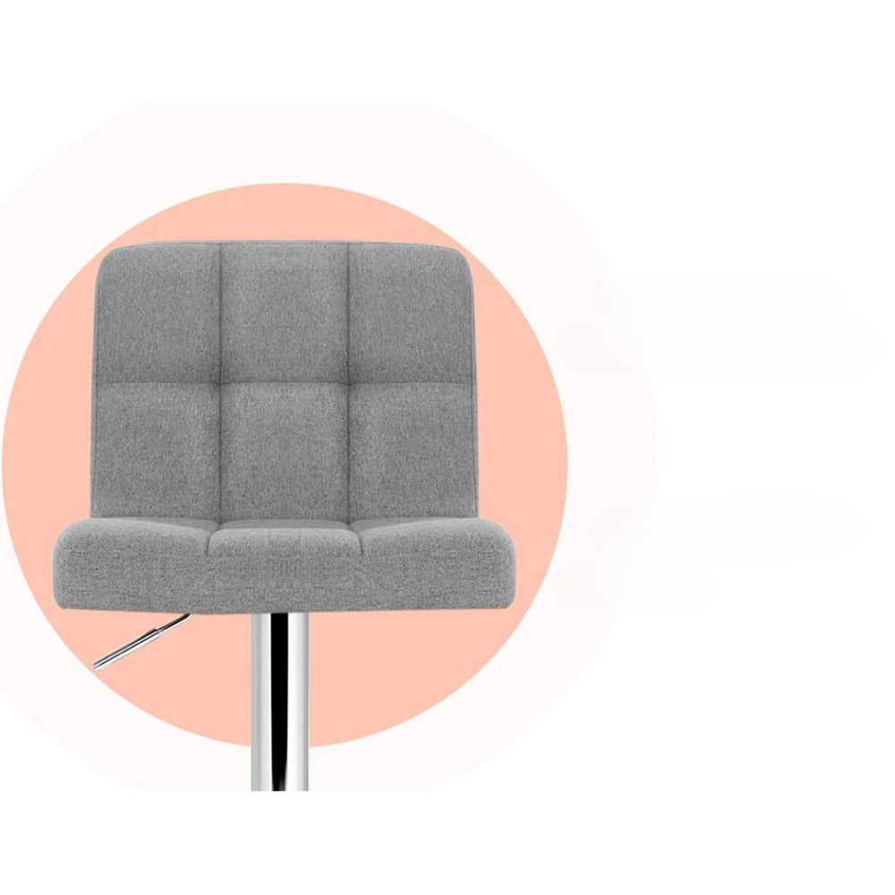 Set of 4 Fabric Swivel Bar Stools - Grey