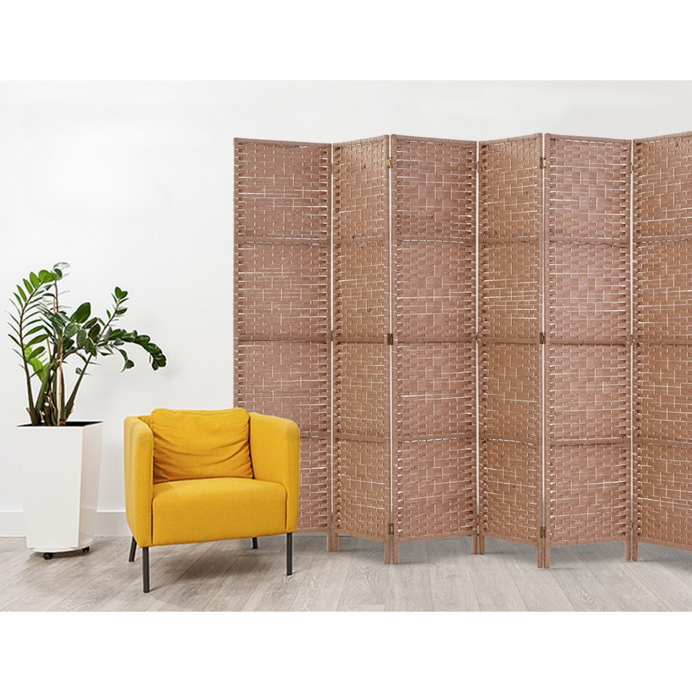 6 Panel Room Divider Screen Privacy Timber Foldable Dividers Stand Natural