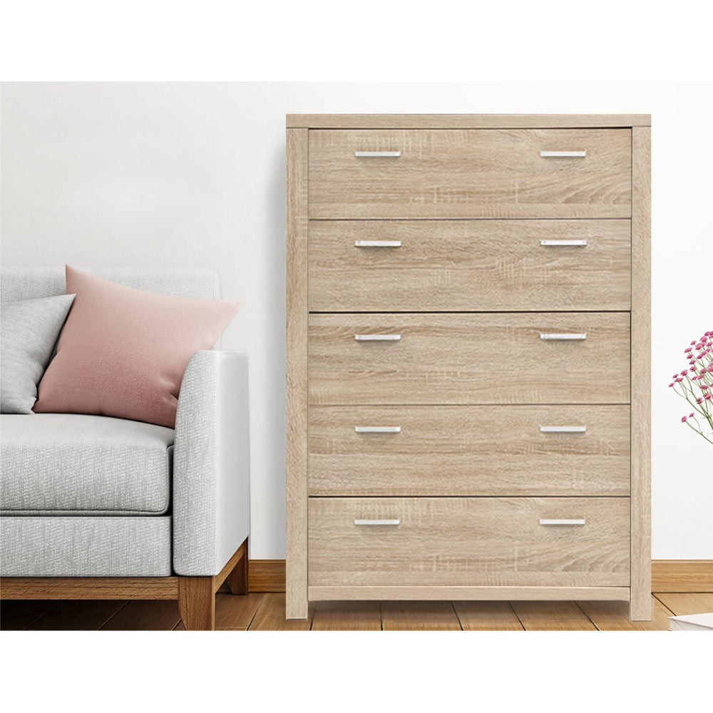 5 Chest of Drawers Tallboy Dresser Table Bedroom Storage Cabinet