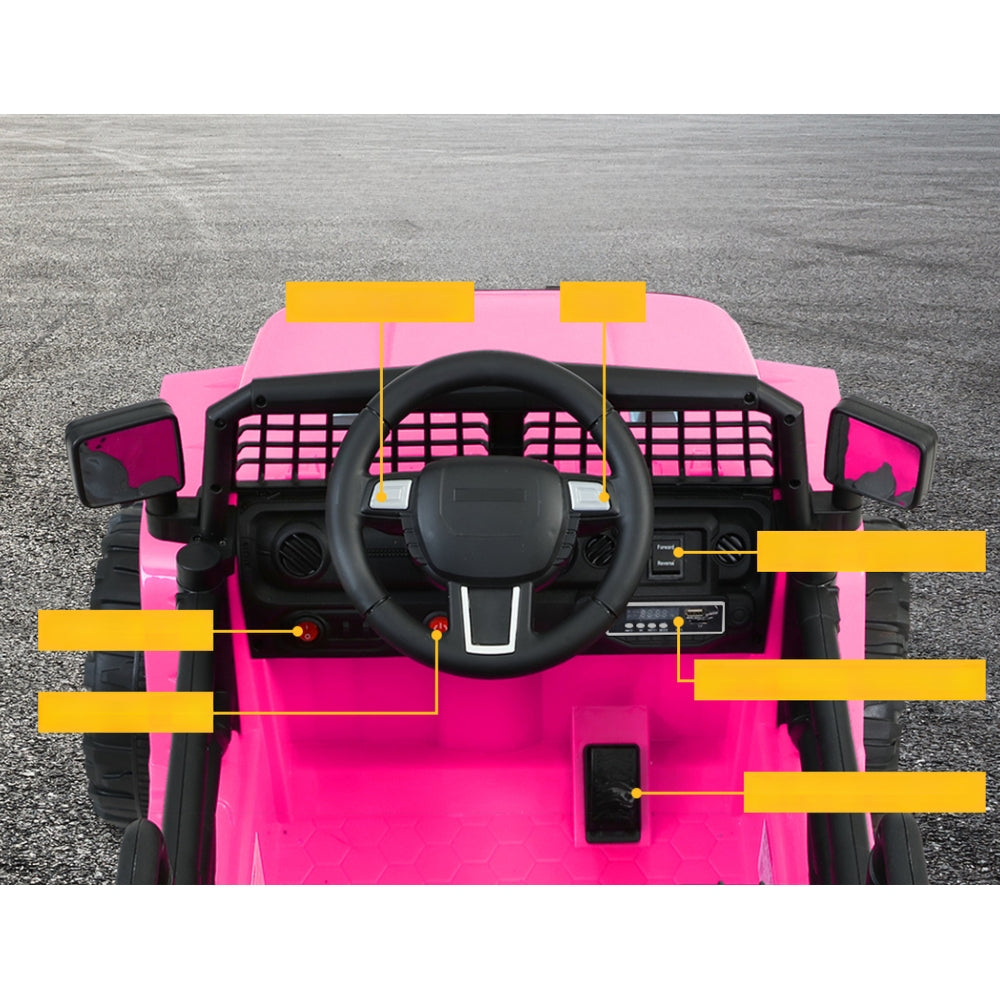 Kids Ride On Car Electric 12V Car Toys Jeep Battery Remote Control Pink