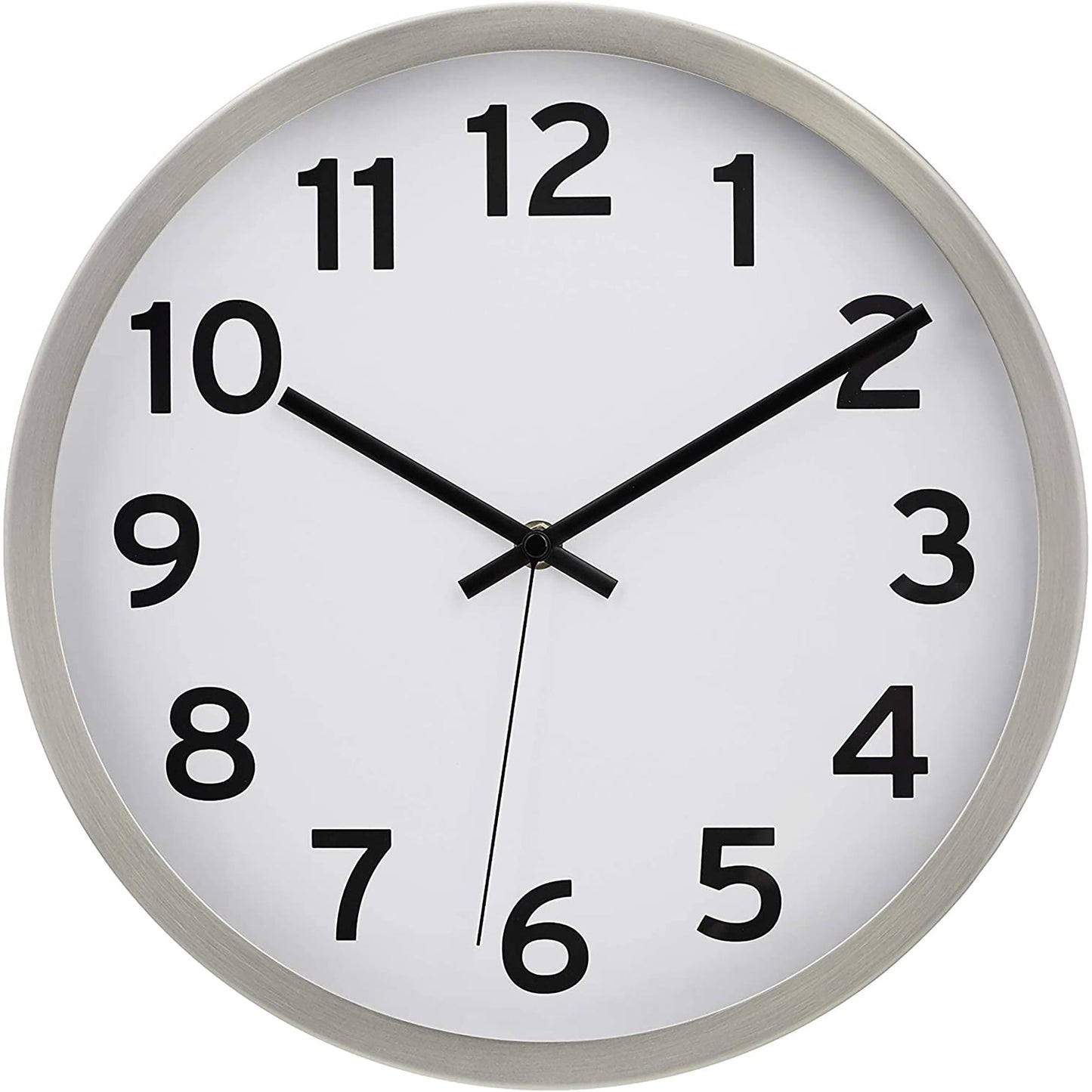 Battery Operated Wall Clock for Living Room Bedroom Kitchen Office Decor - Nickel