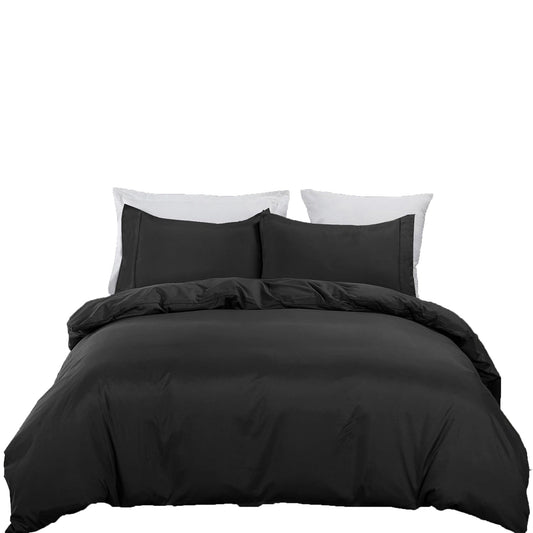 2000TC Ultra Soft Microfiber Zipper Closure Quilt Cover Set - Black