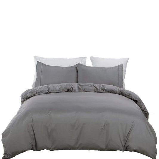 2000 TC Premium Microfibre Doona Cover Ultra Soft Quilt Cover Set - Grey