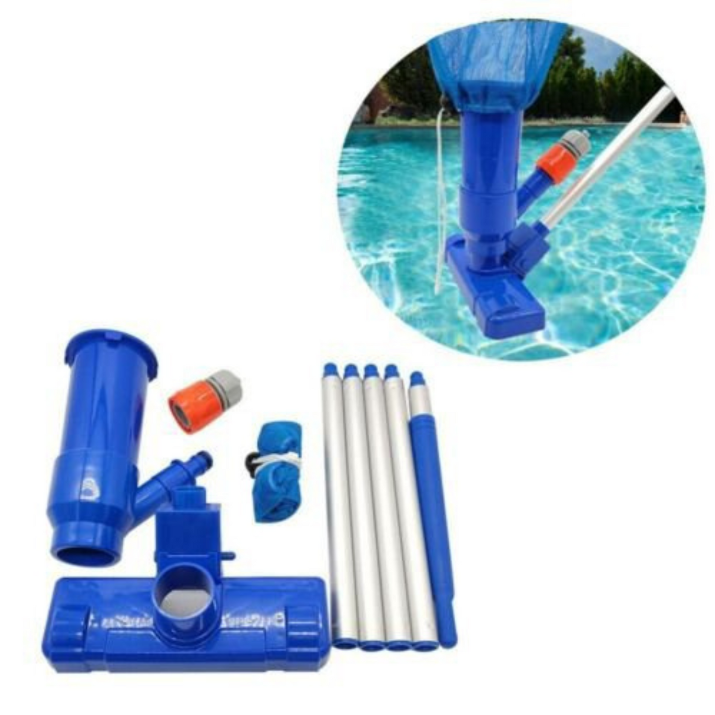 Swimming Pool Spa Pond Vacuum Cleaner Set with Brush and Pole