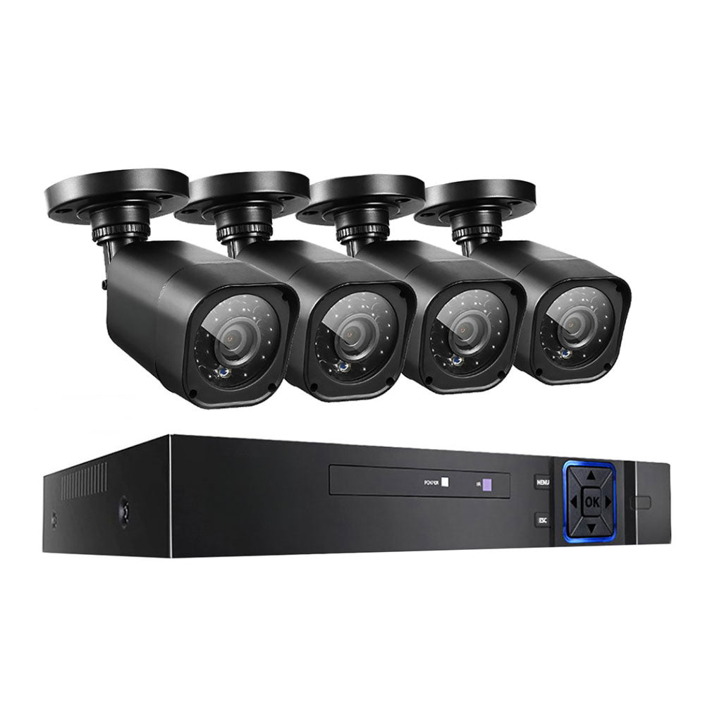 8CH 5 IN 1 DVR CCTV Security System Video Recorder /w 4 Cameras 1080P HDMI Black