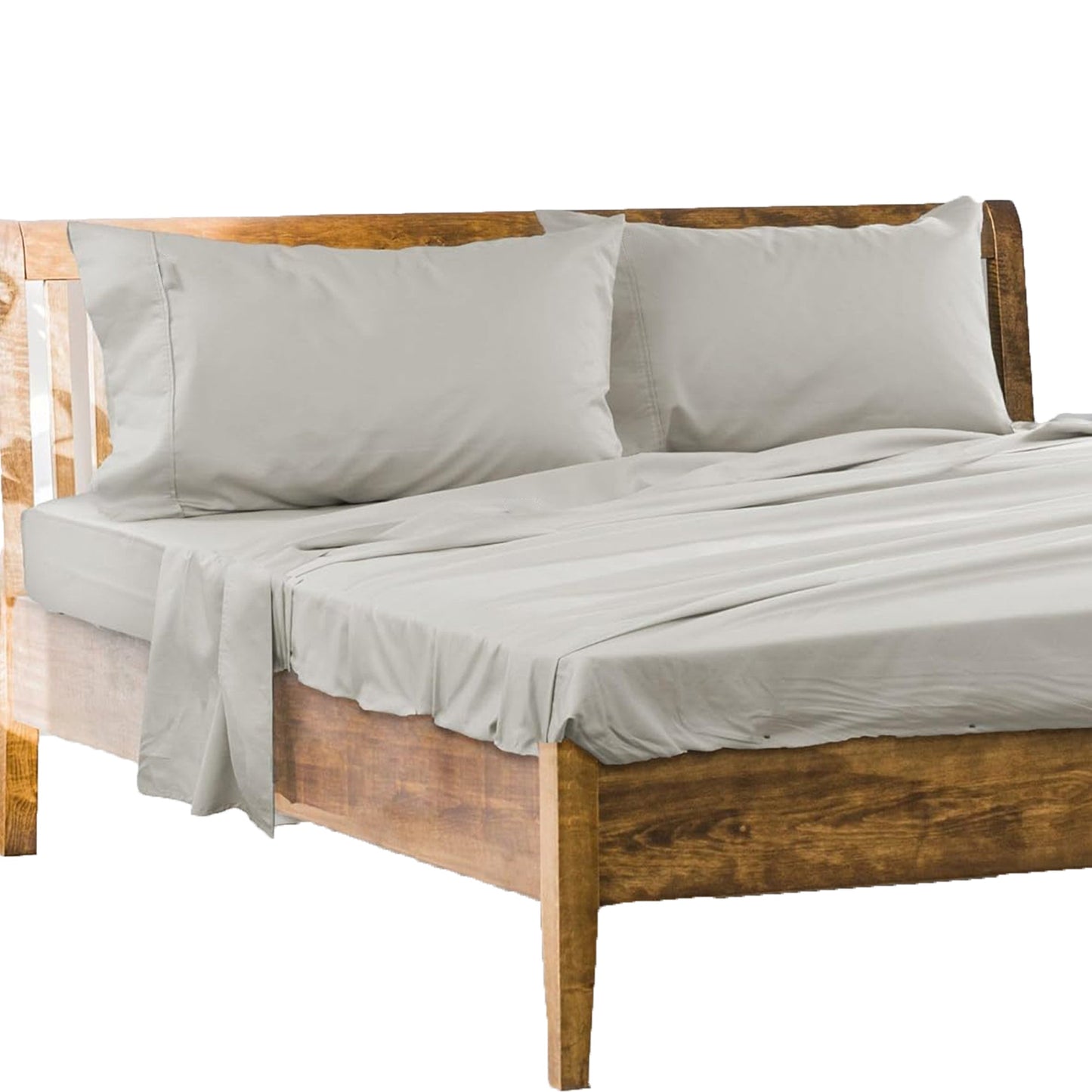 1000 Thread Count Cotton Rich Bedding Sheet Set with Pillowcases - Silver