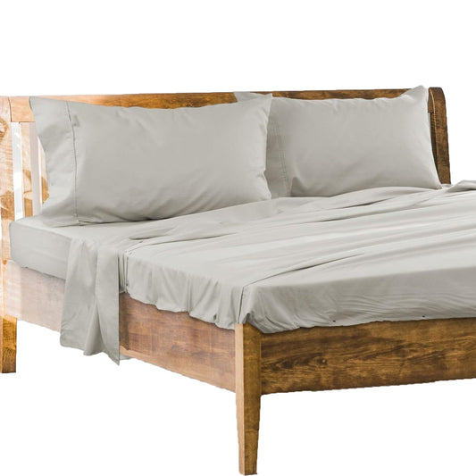 1000 Thread Count Cotton Rich Bedding Sheet Set with Pillowcases - Silver