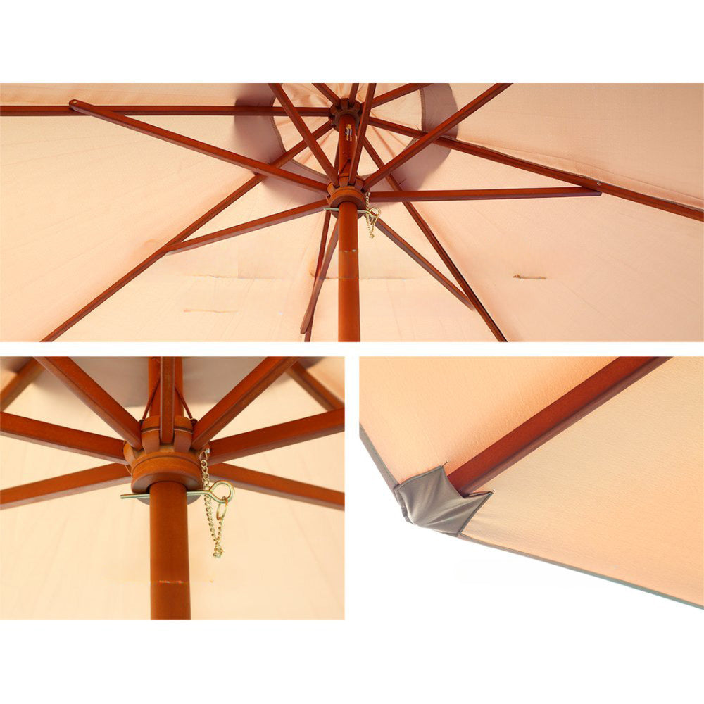 Garden Outdoor Umbrella Pole with Base Stand Beige - 3M