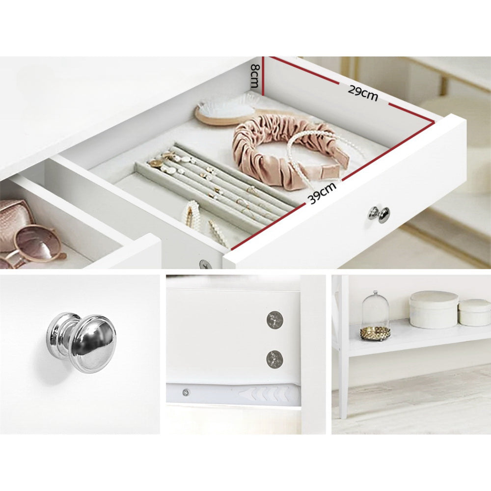 Console Table Hall Side Entry 2 Drawers Display White Desk Furniture