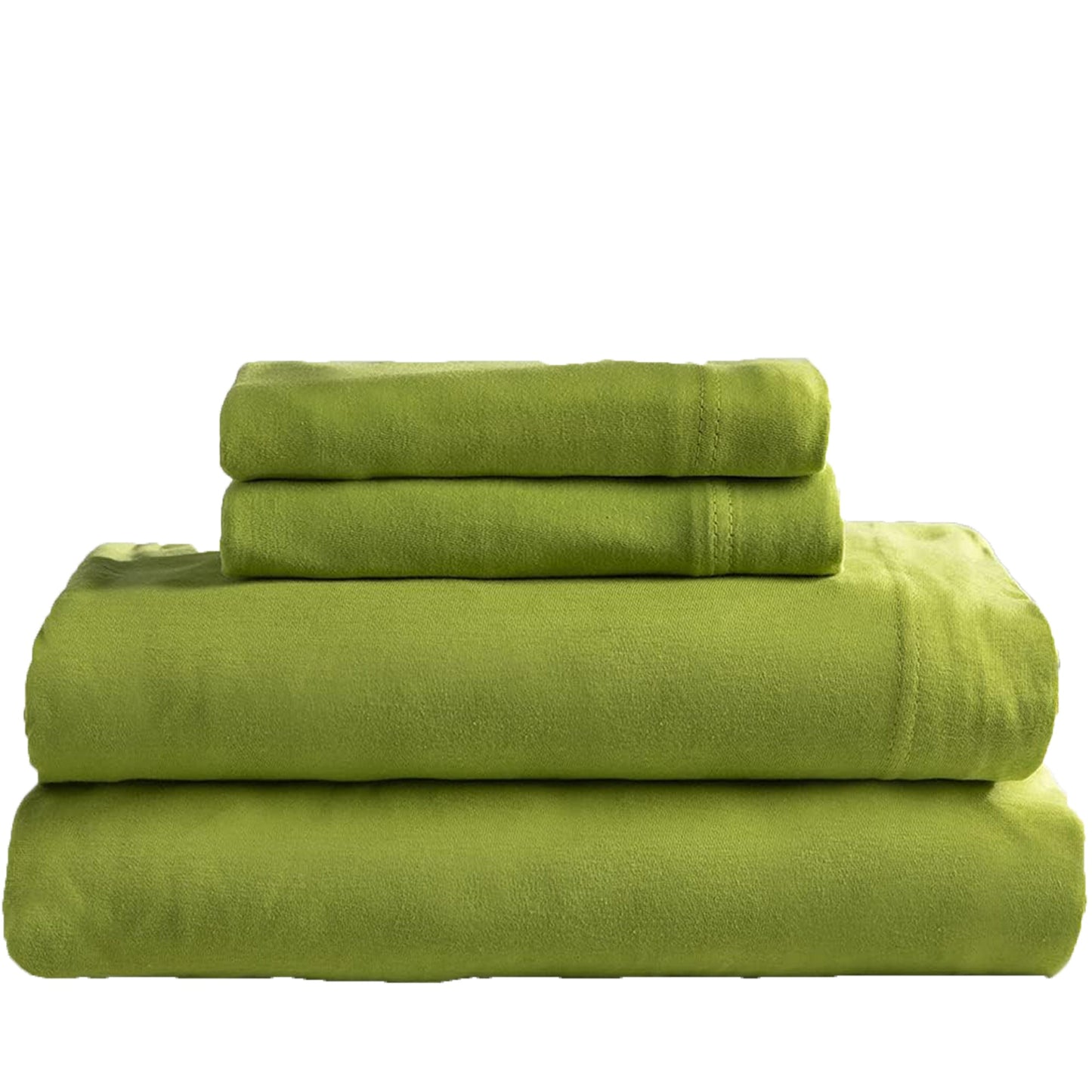 Flannel Cotton Jersey Bed Sheet Set - Lime Green