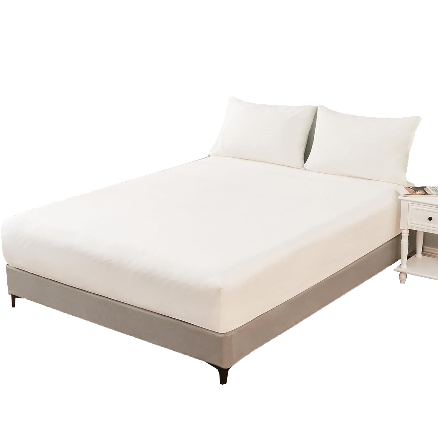 1200TC Sateen Weave Premium 100% Cotton Fitted Sheet - White