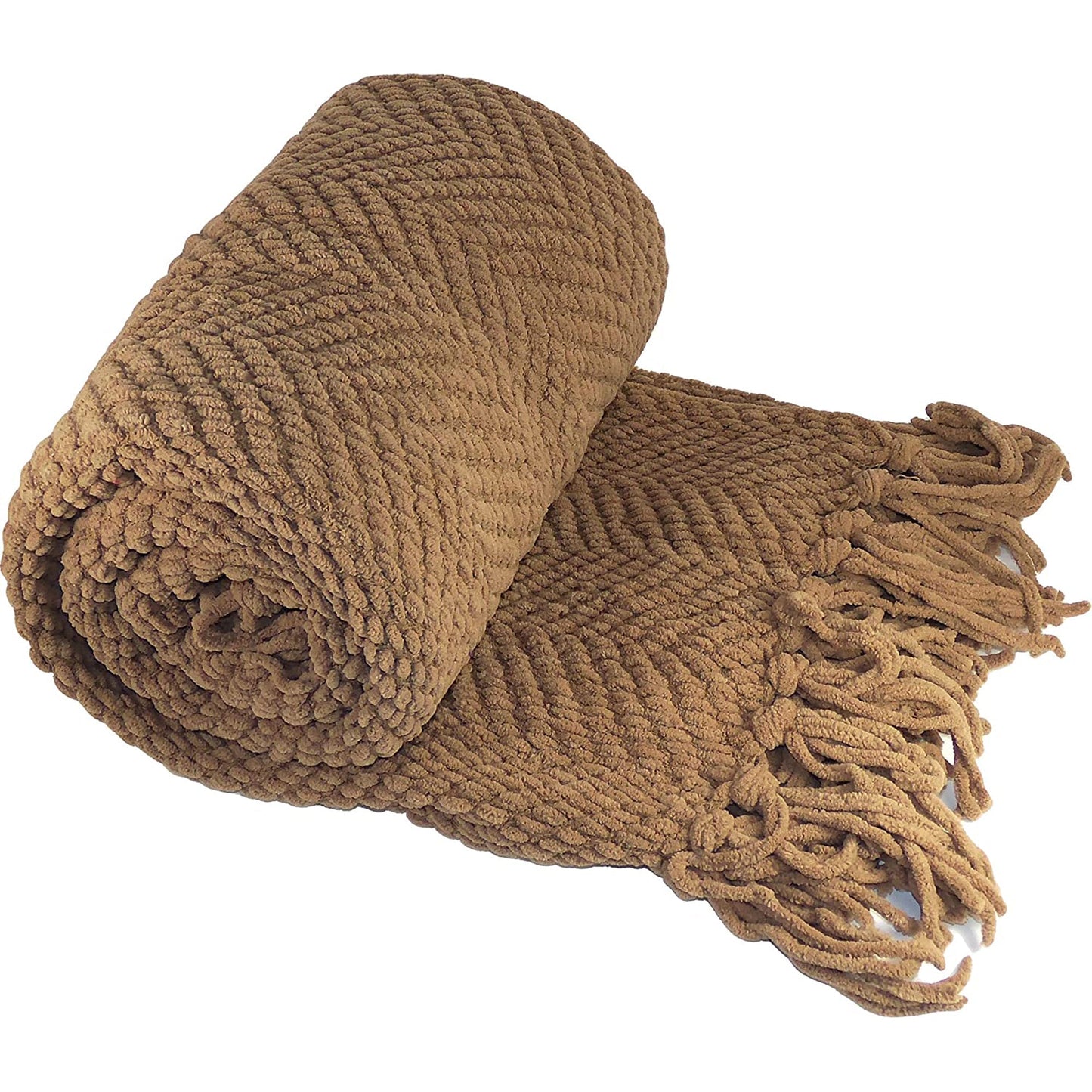 Knitted Solid Color Bed Sofa Couch Cover Throw Blanket 50x60 Inch - Amphora