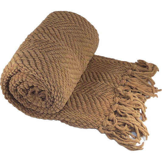 Knitted Solid Color Bed Sofa Couch Cover Throw Blanket 50x60 Inch - Amphora