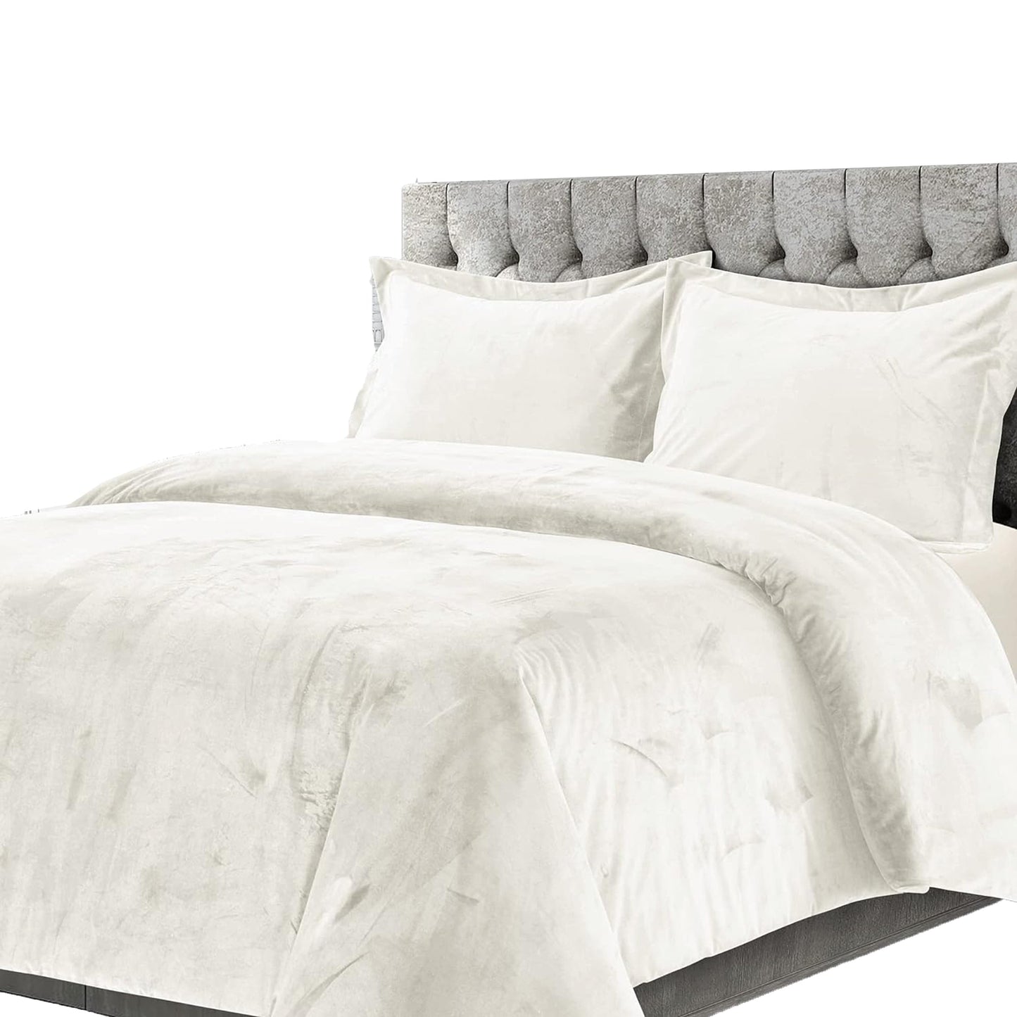 Venice Velvet Oversized Solid Duvet Cover Set - Ivory