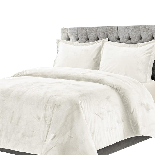Venice Velvet Oversized Solid Duvet Cover Set - Ivory